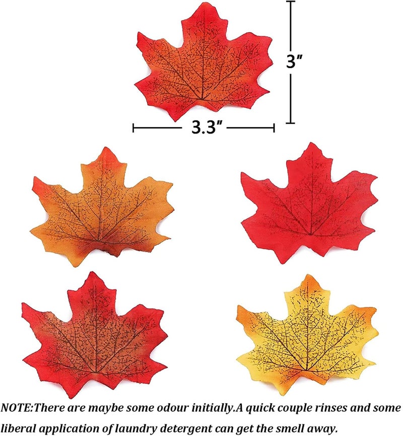 Moon Boat 1100PCS Fall Artificial Maple Leaves Thanksgiving Autumn Leaf Wedding Party Table Decor,Multicolored - Image 5